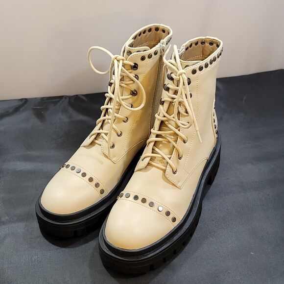 BRAND NEW SHU SHOP STUDDED LACE UP COMBAT BOOT - Picture 13 of 16